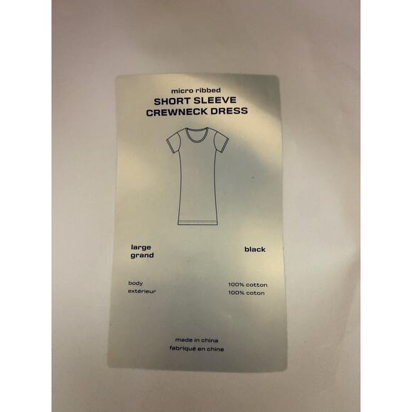 Alexander Wang Dress Women's Large Black Micro Ribbed Short Sleeve Crewneck Mini - Picture 7 of 7